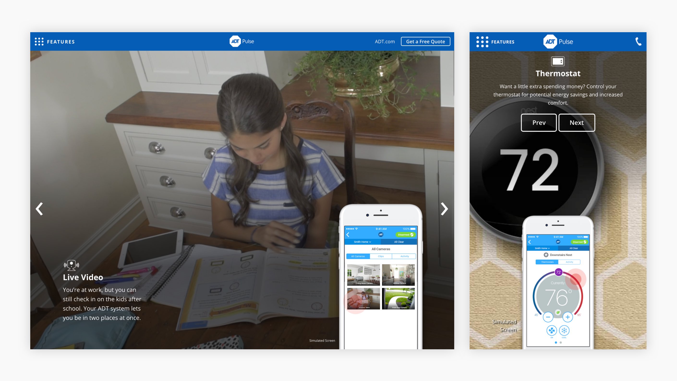 ADT Pulse Demo Feature page